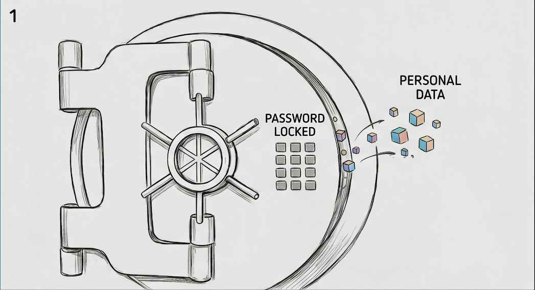 Illustration of user data in a vault